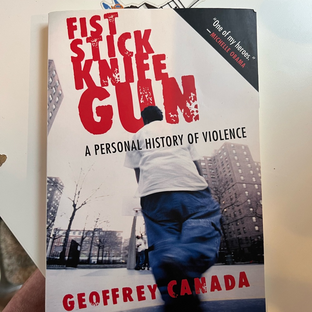Fist stick knife gun book